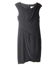 Eliza J. Black Sexy Faux Wrap Cocktail Dress Sz 8 Petite Bodycon Stretchy Event
