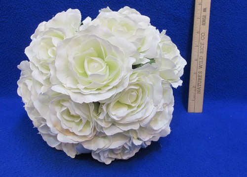 Oval Beveled Mirror & Wire Pot w/ White Roses Lot of 2 - Picture 4 of 5