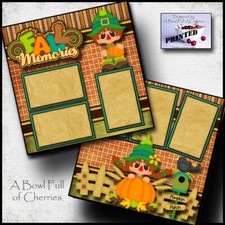 FALL MEMORIES autumn 2 premade scrapbook pages paper printed layout CHERRY 0097