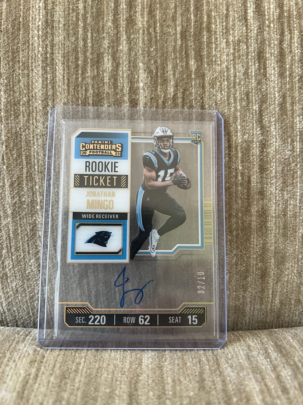 2023 Panini Contenders #119 Jonathan Mingo Rookie Ticket Auto Acetate Clear /10