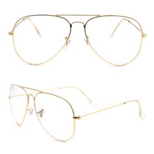 Classic Round Pilot Eyeglasses Frames Unisex Oversized Retro Metal Glasses