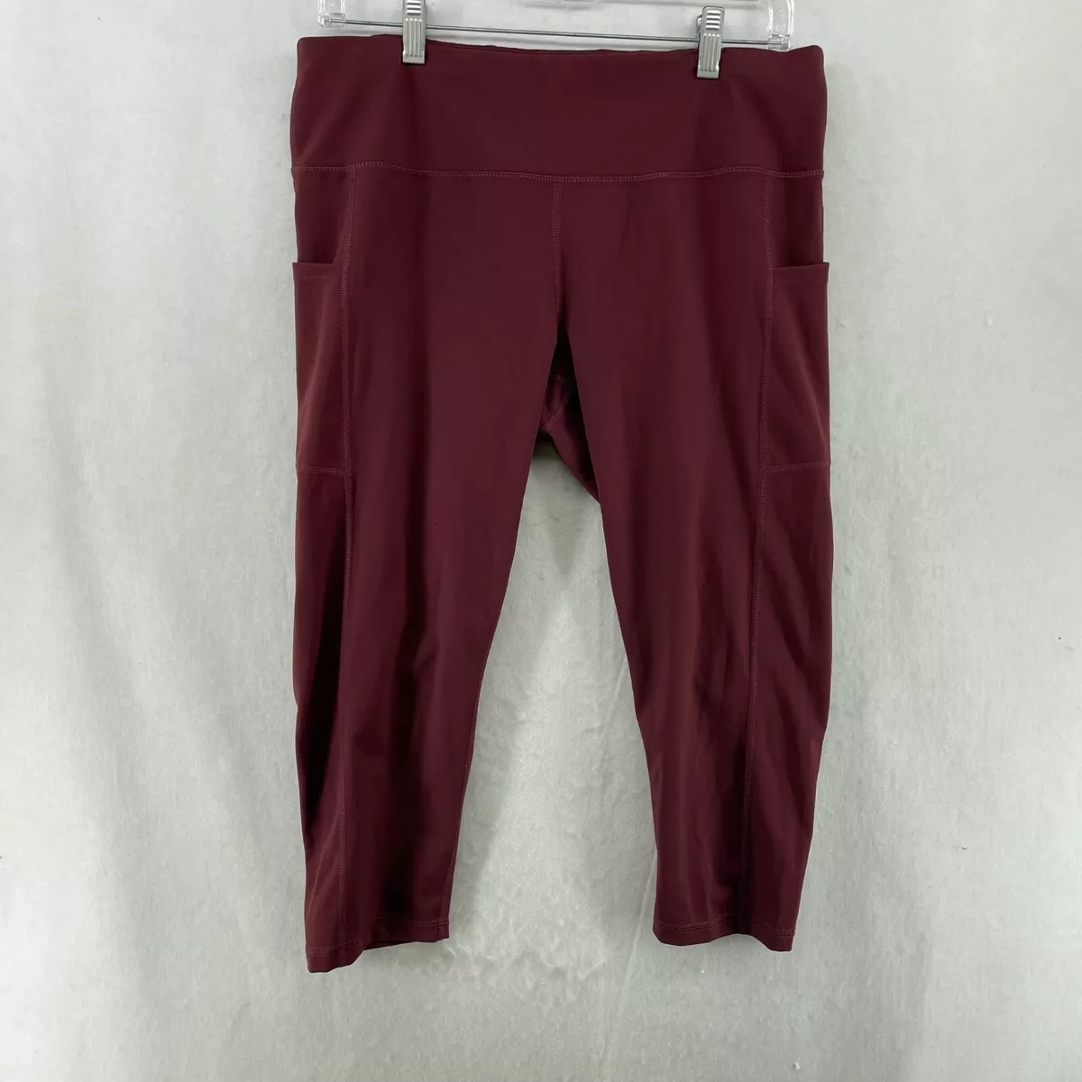 Hofi Leggings Women's Sz XXL Maroon Capri Mid-Rise 4-Way Stretch