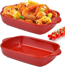 HEKOBAG 2PCS Lasagne Dish, 9X5 Inch Rectangular Individual Oven to Table Red