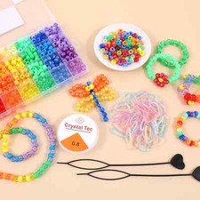 48-Color Friendship Bracelet Making Kit with Rainbow Pony Beads and Letters