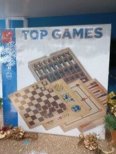 Gioco Top Games Dal Negro in Legno 5 Giochi Scacchi Dama Tria Backgammon Ludo