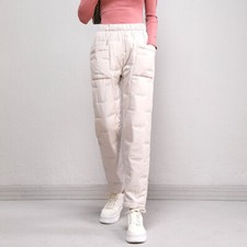 Women Winter Warm Down Cotton Pants Padded Quilted Trousers Straight Pants