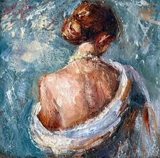 Beautiful Woman Painting Original Textured Small Art Work Handcrafted