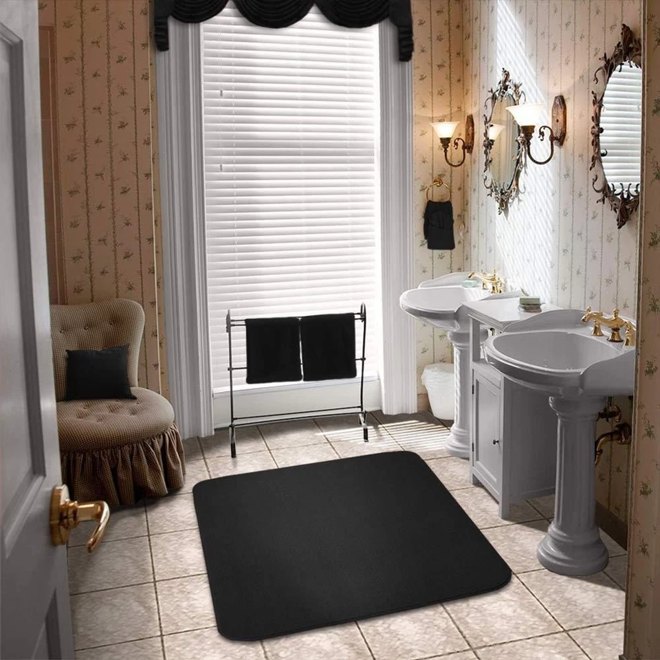 SKID-RESISTANT RUG living area carpet kitchen floor mat BLACK - Image 3 of 4