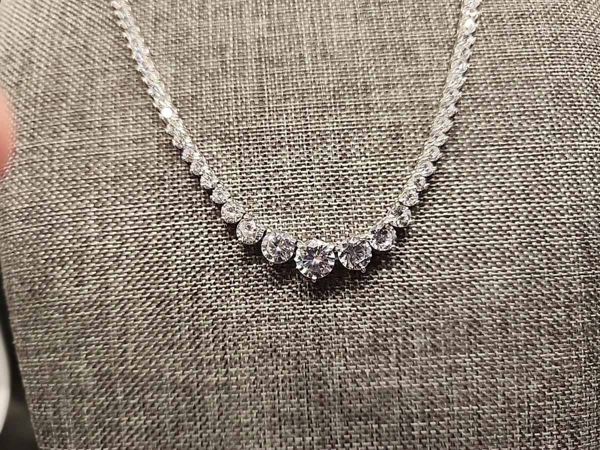 Cubic Zirconia Rhodium Over Sterling Silver Necklace And Bracelet