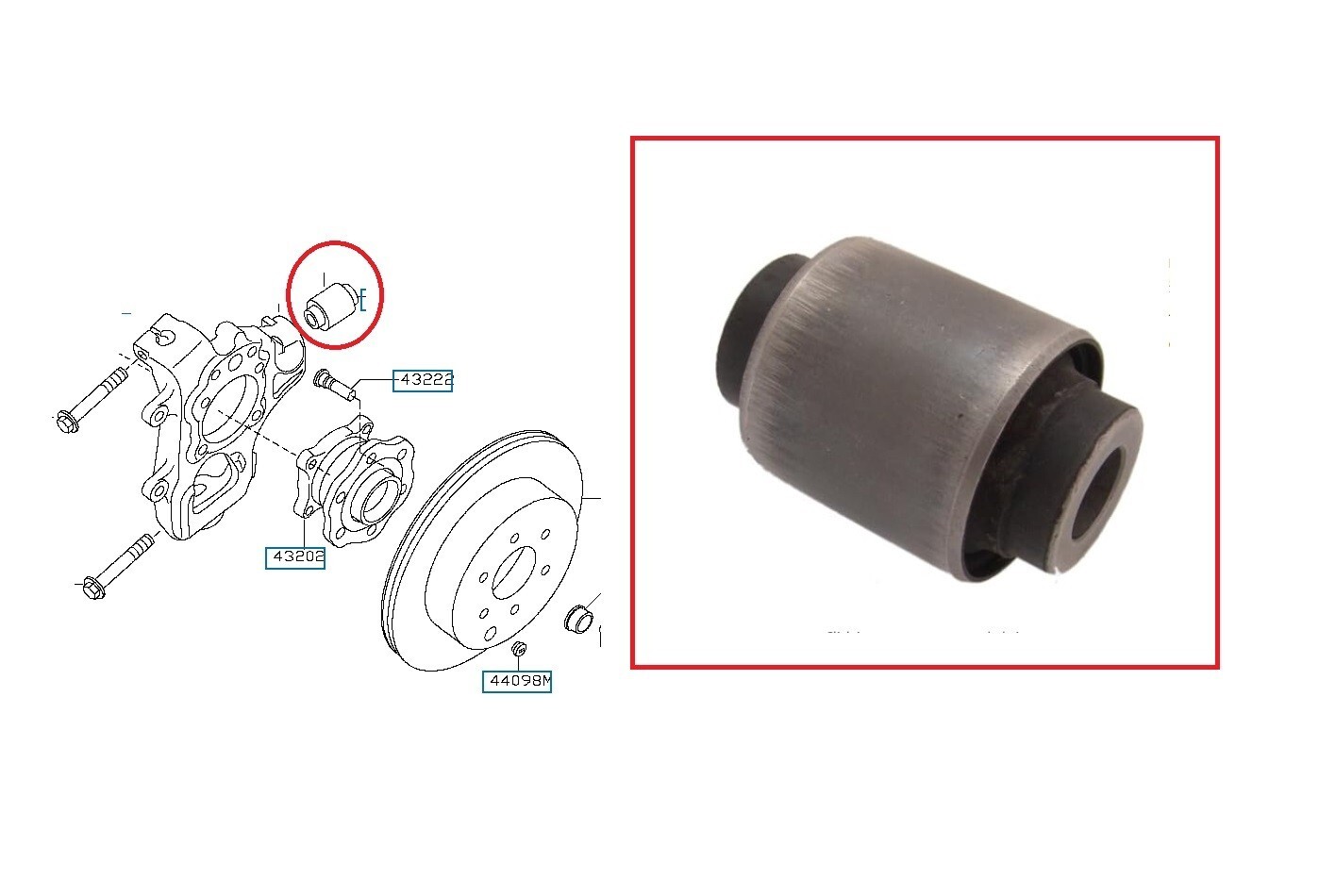 FOR NISSAN PATHFINDER R51 2.5TD  REAR STEERING KNUCKLE INNER BUSH 06+