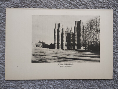 Wells Kathedrale, Westfront - antiker Druck - 1940