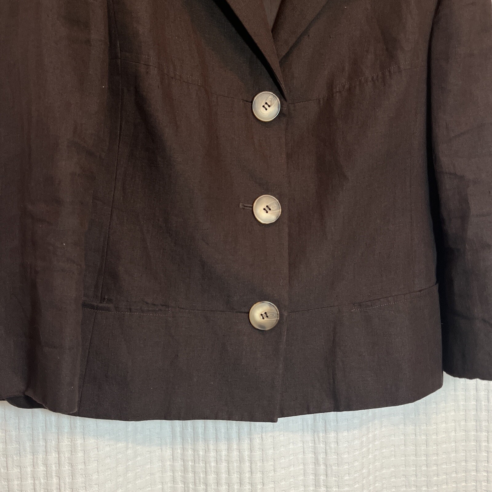 3 Button Front Jones New York Size 8 Linen Long Sleeve Brown Jacket 3 Button X8 | eBay