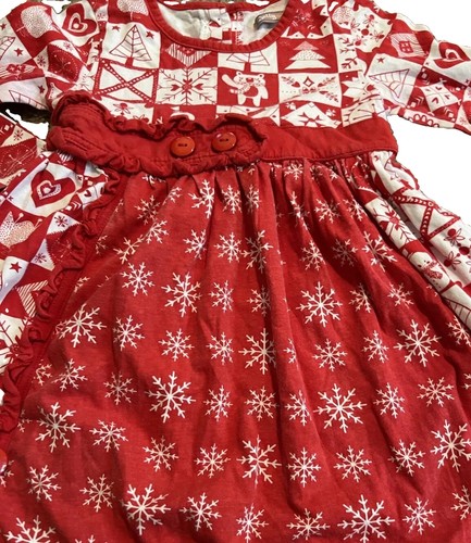 Jelly The Pug Christmas Snowman Ruffle Red White Size 5 Girls Long Sleeve - Picture 2 of 5