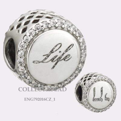 Authentic Pandora Sterling Silver Chai of Life Clear CZ Bead ENG792016CZ_1 