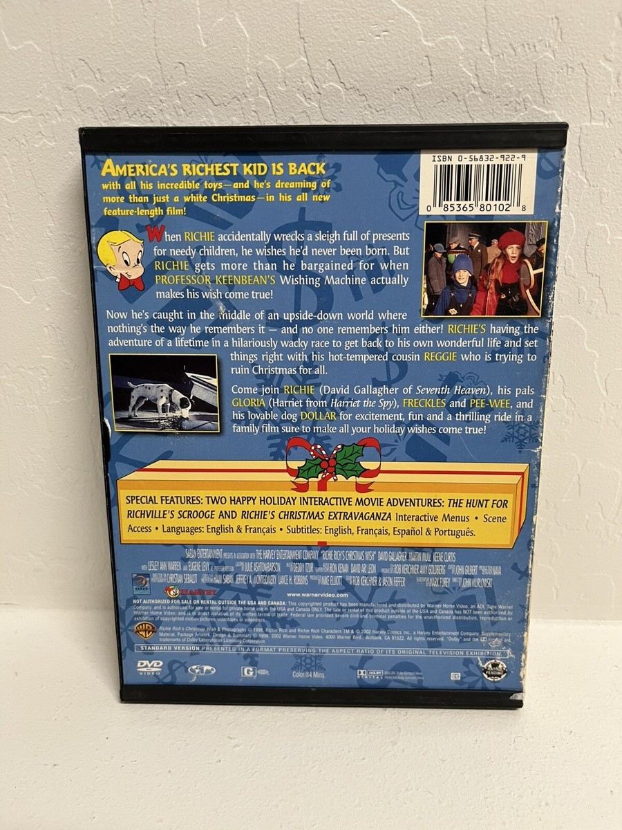 Richie Rich's Christmas Wish (DVD, 1998) Rare OOP Kids Family WB