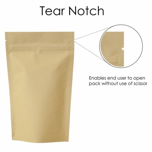 KRAFT PAPER STAND UP DOY POUCH MYLAR FOIL BAG HEAT SEAL FOOD GRADE ZIP LOCK BAG - Picture 6 of 9