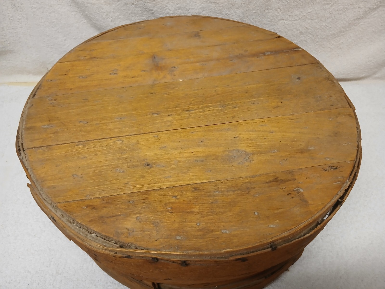 Vintage Round Banded Wood Cheese Pantry Box 