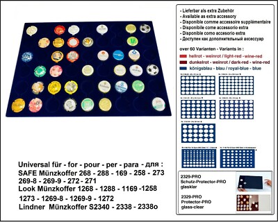 Münztableaus-Kronkorken-54-Fächer-rund-29,5mm blau LOOK 1189-54-295