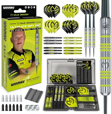 WINMAU Michael Van Gerwen Mvg Geschenksets – 50-Teiliges Dart-Set Mit 4 Sets Sch