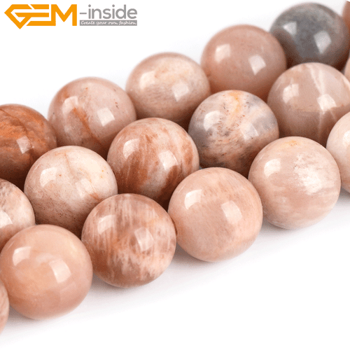 Natural Sunstone Round Loose Beads 15" Big Hole Stone Beads Jewelry Making Craft - Picture 5 of 34
