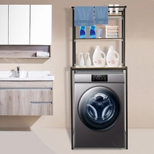 Black Washer and Dryer Storage Shelf,  Bathroom Space Saving Organizer Rack