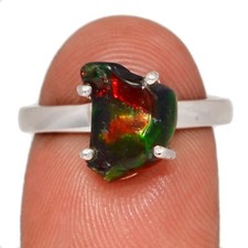 Natural Chalama Black Opal 925 Sterling Silver Ring Jewelry s.7 CR73634