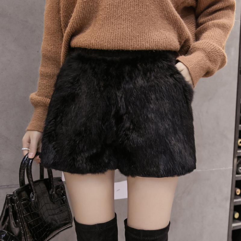 Women Faux Fur Shorts Hot Pants Splice Furry Clubwear Party