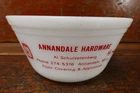 Vintage 60s Annandale MN Schulzentenberg Hardware Federal Glass Advertising Bowl