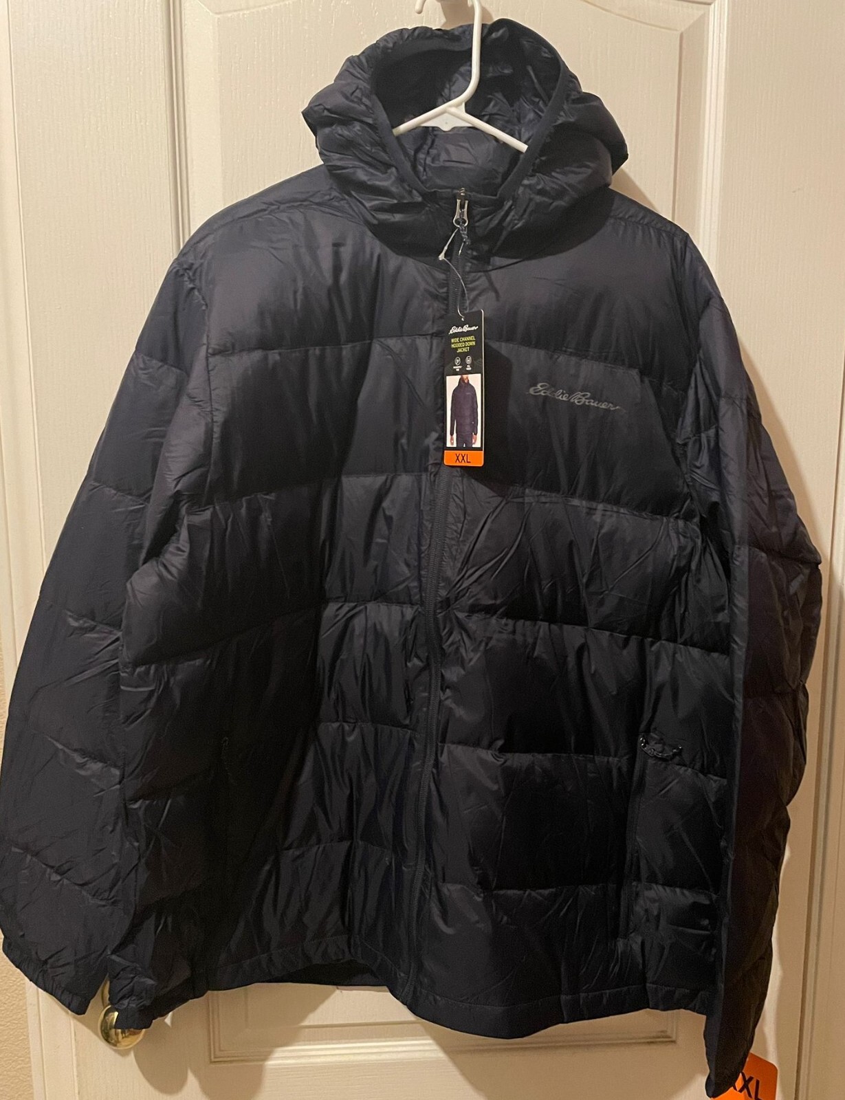 Eddie Bauer Men's Wide Channel Hooded Down Jacket EB650, NWT, Blue