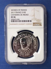 2017 France Silver Proof 10 Euro coin "Catherine De Medici" NGC PF70 with COA