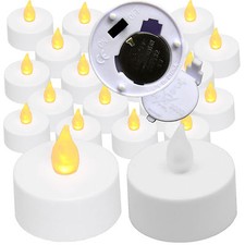 New Flickering 20 Flicker AMBER Light Flameless LED Tealight Tea Candles