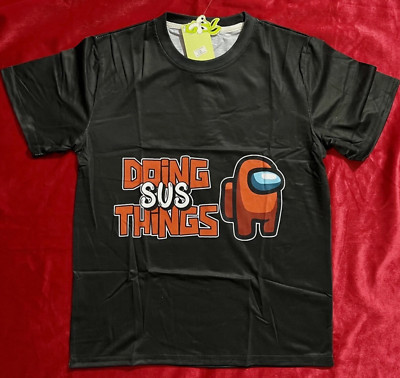 Black w/ Orange Print GamingT Shirt for Kids Youth 9 to 12 years old. Round Neck