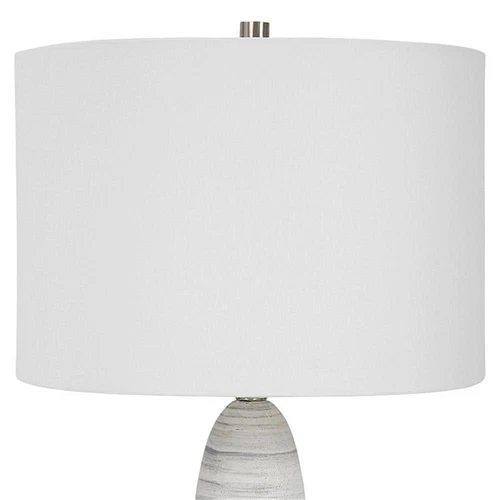 Uttermost Levadia Contemporary Fabric and Metal Table Lamp in Matte White/Gray - Picture 3 of 7