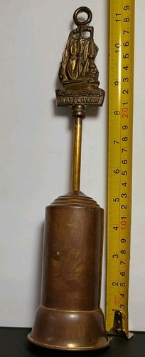 Vintage Brass Ship Mayflower Hearth Fireplace Retractable Brush For Fireplace - Picture 5 of 7
