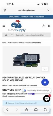 Pentair IntelliFlo3 VSF Optional Universal Relay Control Board Kit 356365Z NEW