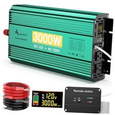 3000 Watt Inverter 12V to 110V/120V 6000W Peak 12V-3000 watt inverter Green