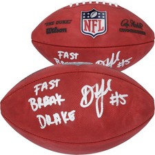 Drake London Atlanta Falcons Signed Duke Full Color Football w/Fast Break Insc
