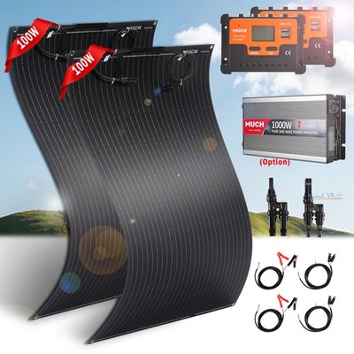 200W Solar Panel kit 12V Charge RV Camping Off-Grid with 1000W Car Inverter Home