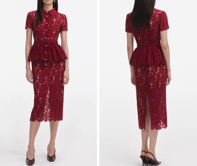 Women Self-Portrait Red Lace Collared Short Sleeve A-line Midi Dress | eBay Women Self-Portrait Red Lace Collared Short Sleeve A-line Midi Dress | eBay
