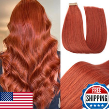 Tape in Hair Extensions Human Hair Copper Remy Hair Extensions 20pcs 14 Inch Str