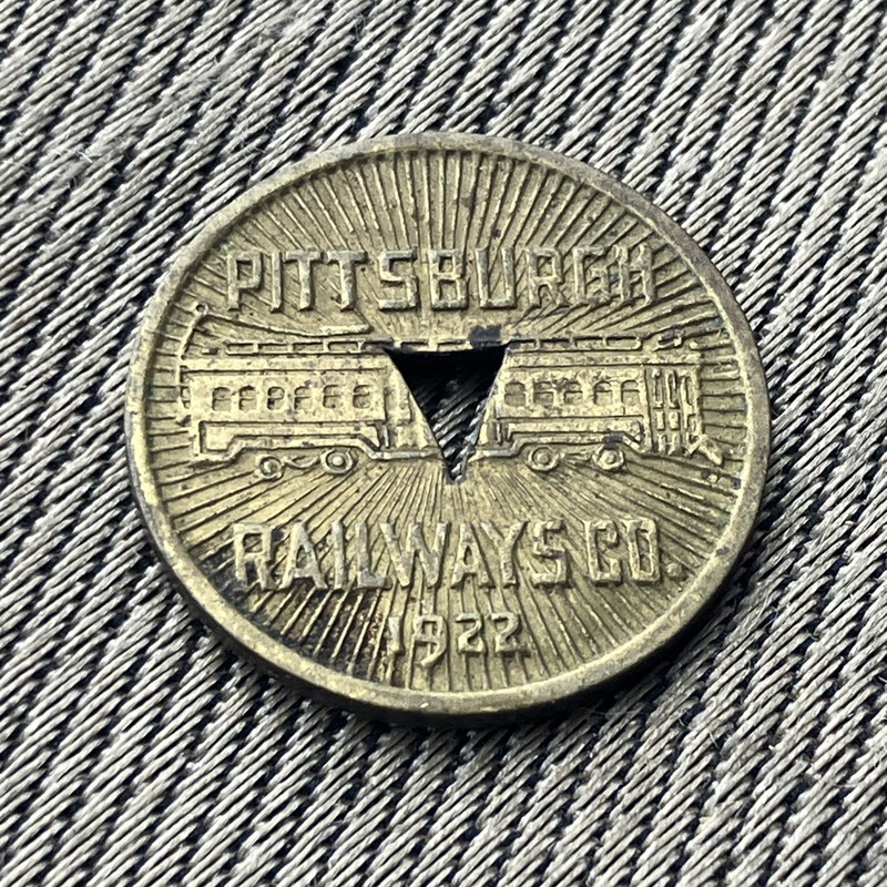 1922 Pittsburgh Railways Co Transit Token Trolley Streetcar Fare Triangle Cutout