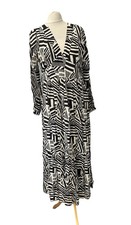 NastyGal Black Mix Long Maxi Dress Size 10 Ling Sleeved Viscose Women’s
