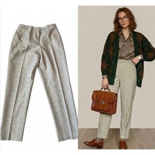 Vintage Harv Benard 100 Wool Plaid High Waisted Trousers Tapered Leg 10