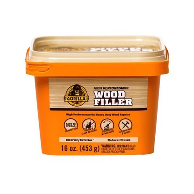 Gorilla All Purpose Wood Filler, Natural Finish, 16oz Water Resistant Exterior