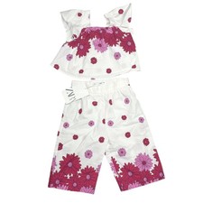 NEW Zara 9-12 months Floral Matching Boho Set Tank  Pant Set White Pink Cotton