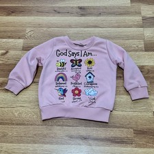 Kids Pink 'God Says I Am' Graphic Sweatshirt, size 90 (2T)