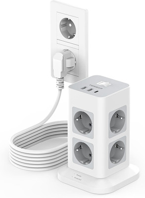 TESSAN 8 Fach Mehrfachsteckdose Mit USB C, 5M Verlängerungskabel, Steckdosenleis