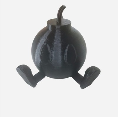 3D Printed Bob Omb Inspired Figure 5.5'' Black Unpainted Desk Accessories Novelty