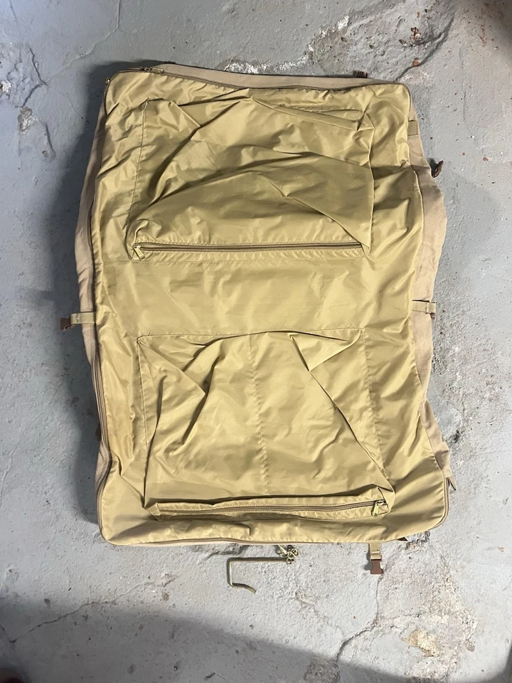 Ford Eddie Bauer Khaki Canvas Folding Garment Travel Suit Bag Luggage - Image 2 of 3