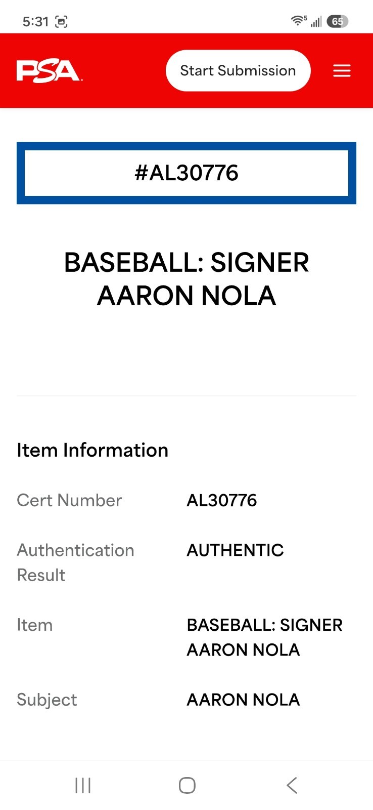 Aaron Nola Signed Autograph Game Used Baseball 37th Career Win 2018 PSA AL90776 view 4